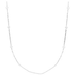 0.26 Carat White Diamond Chain Necklace 14 Karat White Gold
