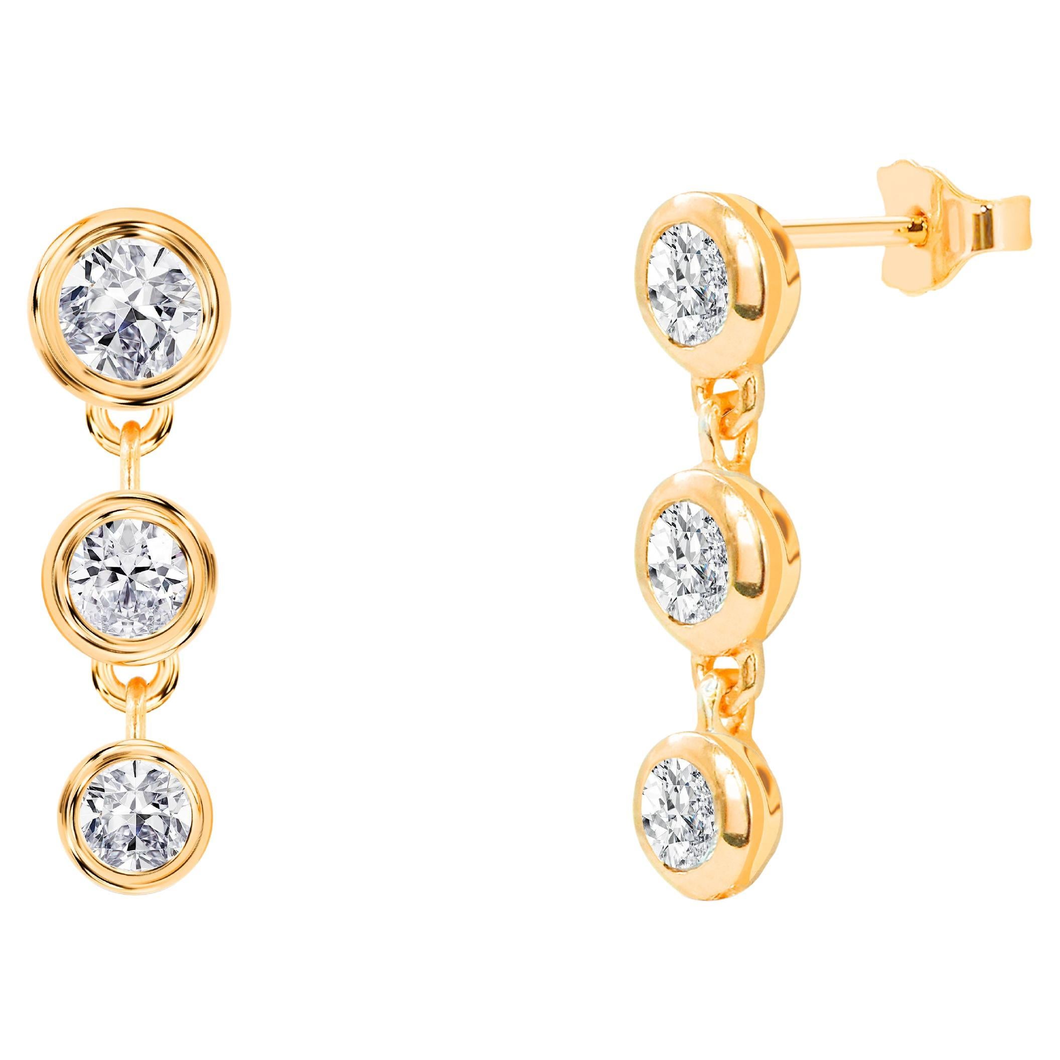 0.26ct Diamond Bezel Studs Earrings in 14k Gold For Sale