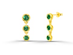0.26ct Emerald Ruby and Sapphire Bezel Studs Earrings in 18k Gold