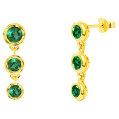 0.26ct Emerald Ruby and Sapphire Bezel Studs Earrings in 18k Gold