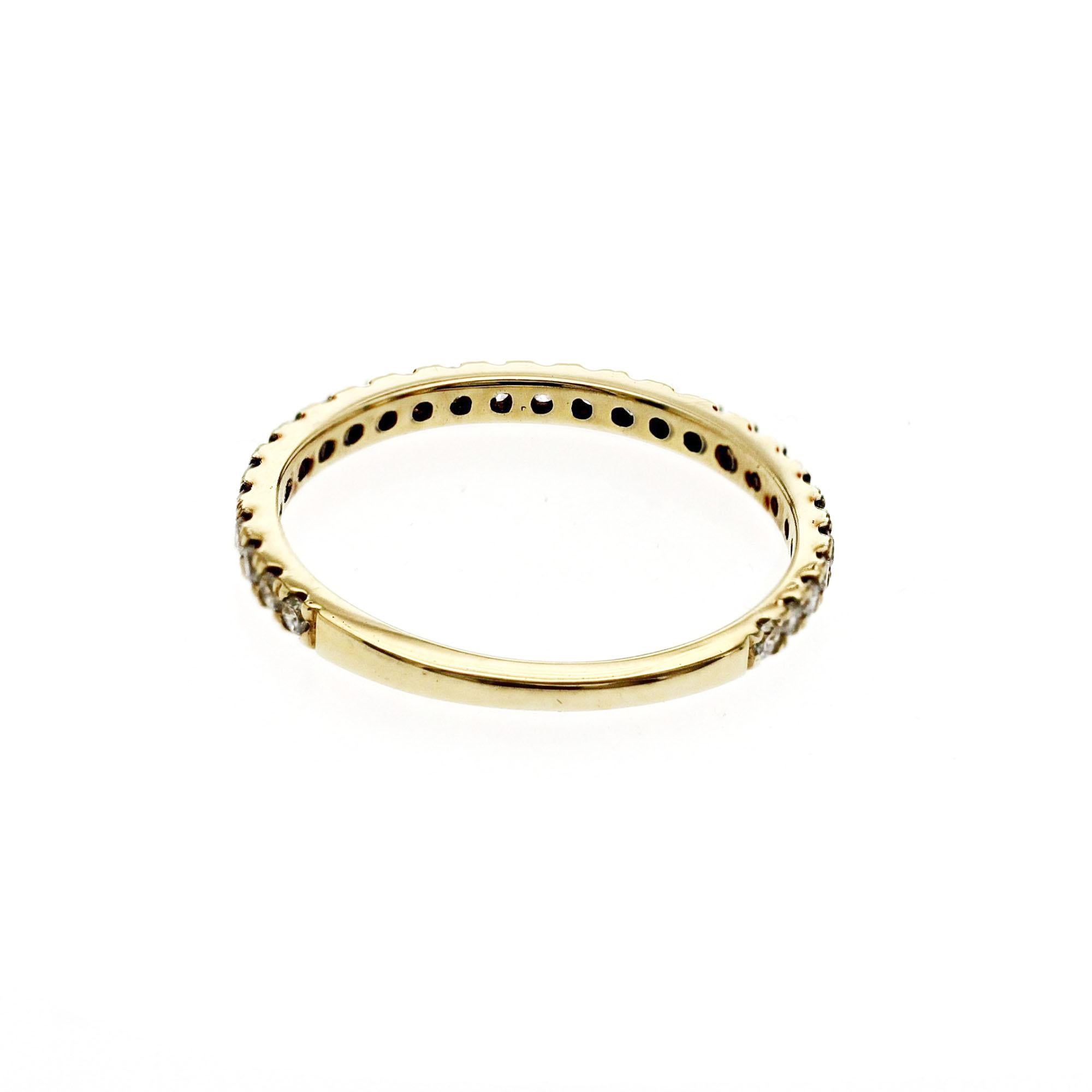 0.26 CT Diamante Natural Oro Amarillo 14K Anillo de Boda 3/4 Tamaño 5 en venta 2