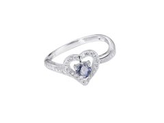 Sunita Nahata Anillo Corazón de Iolita de 0,26 ct. y Diamante en Oro Blanco de 14 Quilates