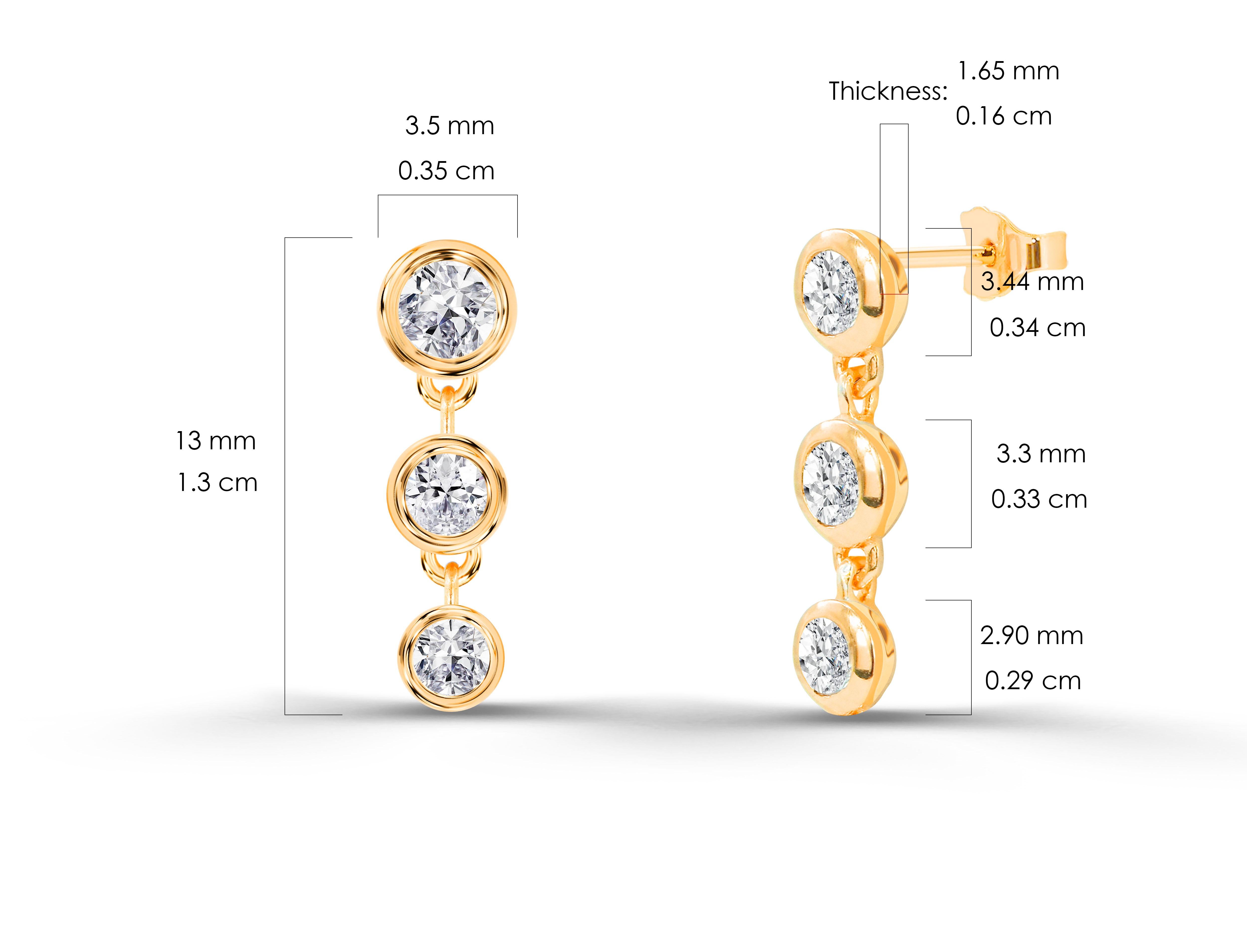 0.26ct Diamond Bezel Studs Earrings in 14k Gold For Sale 2