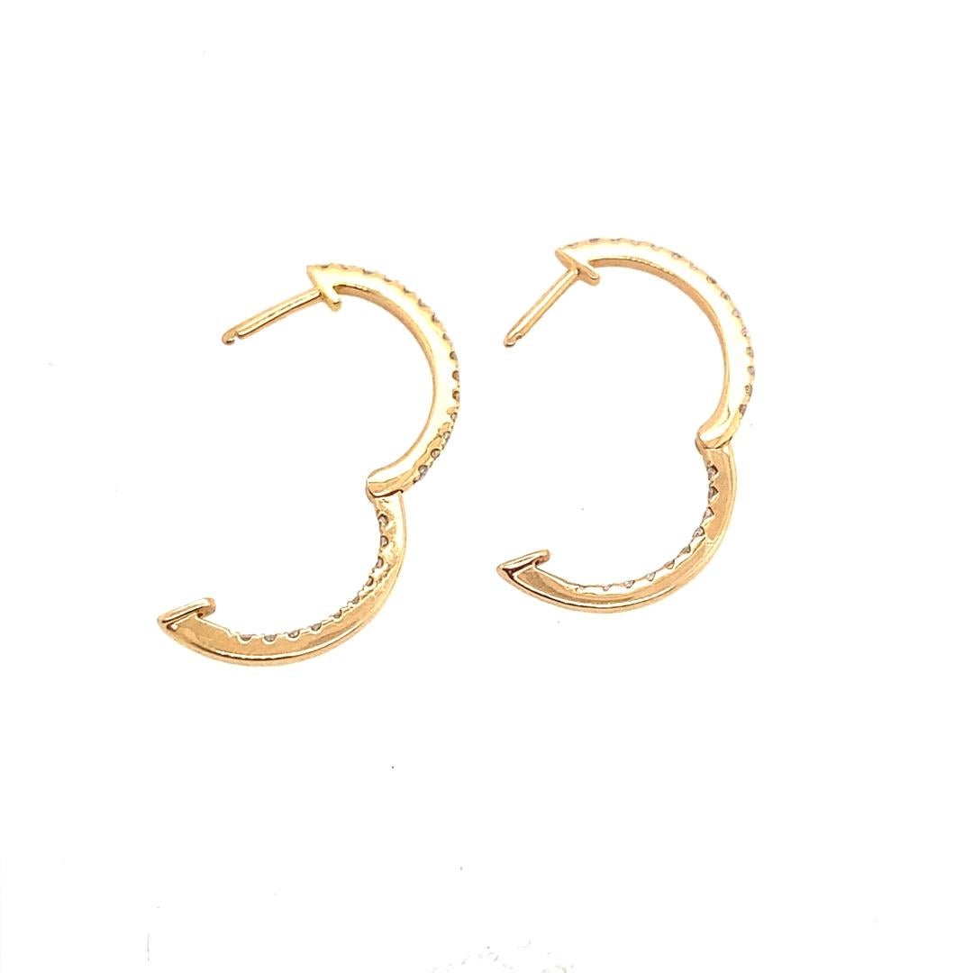 Round Cut 0.26ct Diamond Hoop Earrings in 18ct Rose Gold For Sale