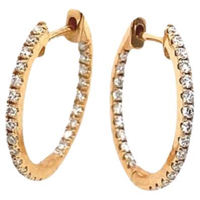 0.26ct Diamond Hoop Earrings in 18ct Rose Gold For Sale