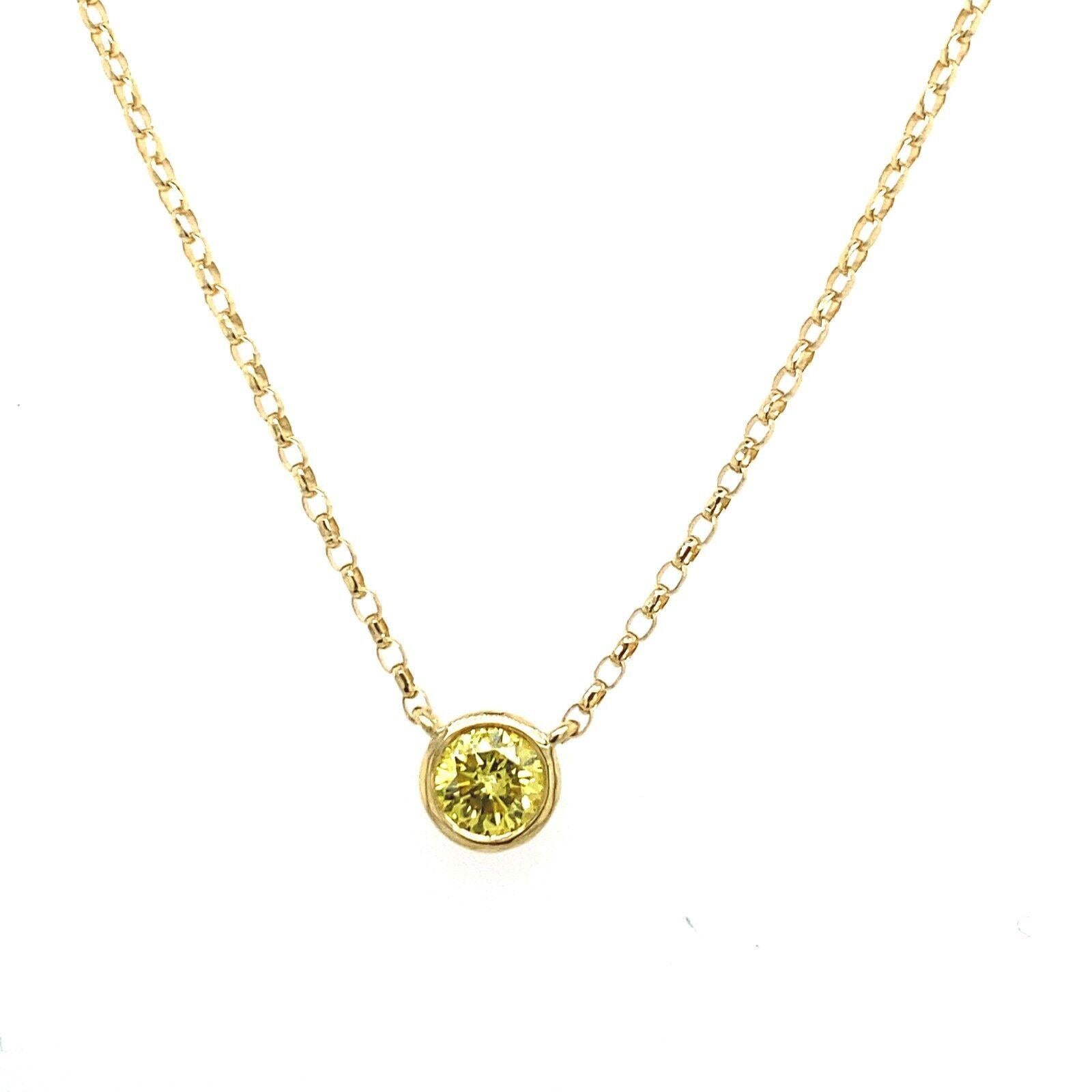 0.26ct Natural Yellow Diamond Pendant Set on Rubover Setting in 18ct Yellow Gold In New Condition For Sale In London, GB