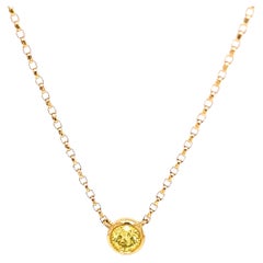 0.26ct Natural Yellow Diamond Pendant Set on Rubover Setting in 18ct Yellow Gold