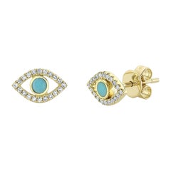 0.26ct Turquoise and Diamond Evil Eye Stud Earrings