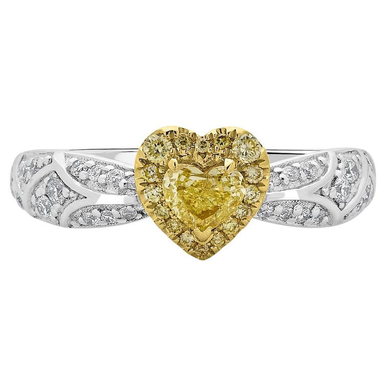 0.26ct Yellow Diamond Ring with 0.27Tct Accent Diamonds set in 18k Two ...
