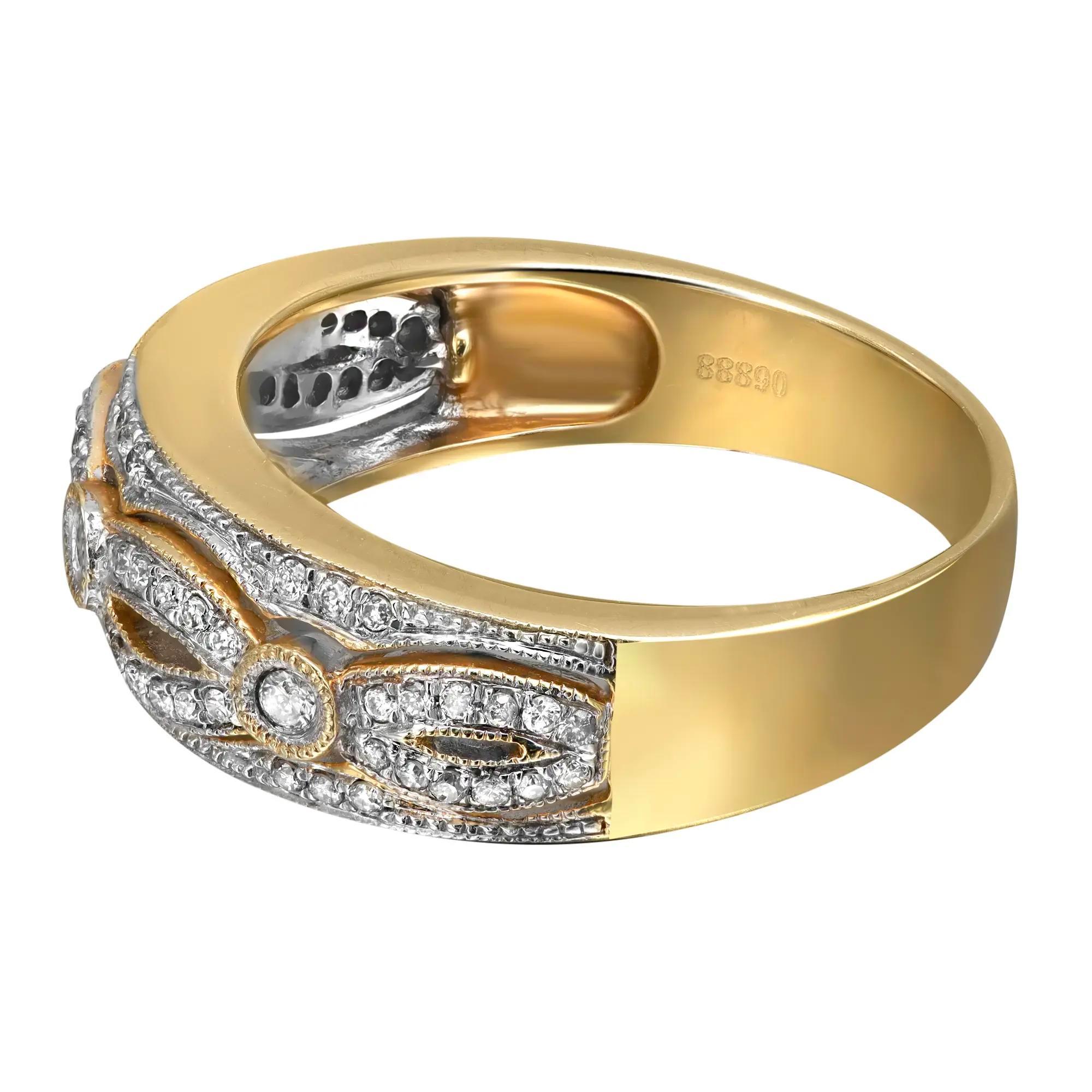 0.26cttw Pave Set Round Cut Diamond Ladies Band Ring 14k Yellow Gold In New Condition For Sale In New York, NY