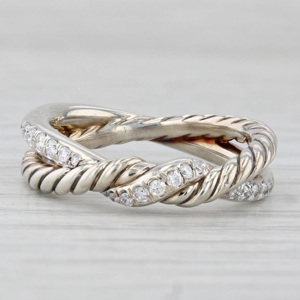 0,26ctw Diamond David Yurman Kontinuität Ring Sterling Silber gewebt Bands Größe 7 im Zustand „Gut“ im Angebot in McLeansville, NC