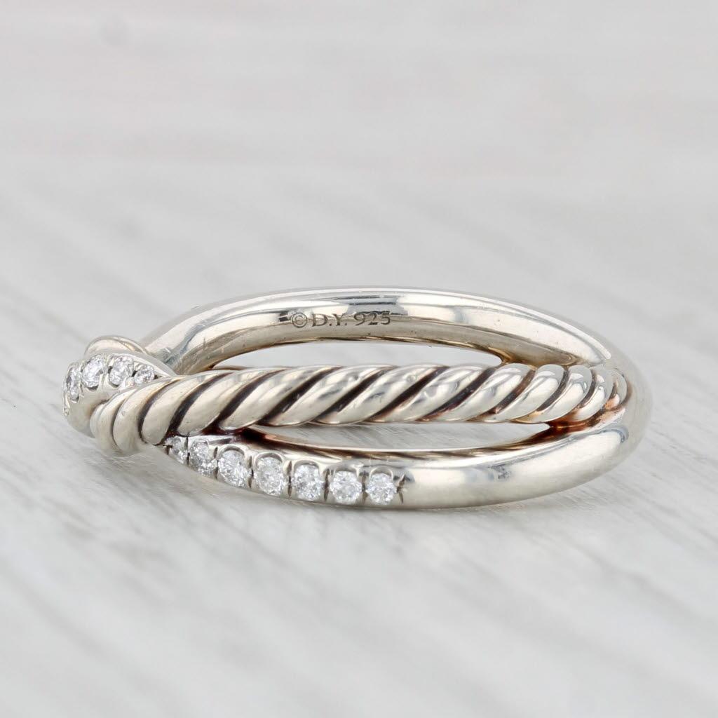 0,26ctw Diamond David Yurman Kontinuität Ring Sterling Silber gewebt Bands Größe 7 für Damen oder Herren im Angebot