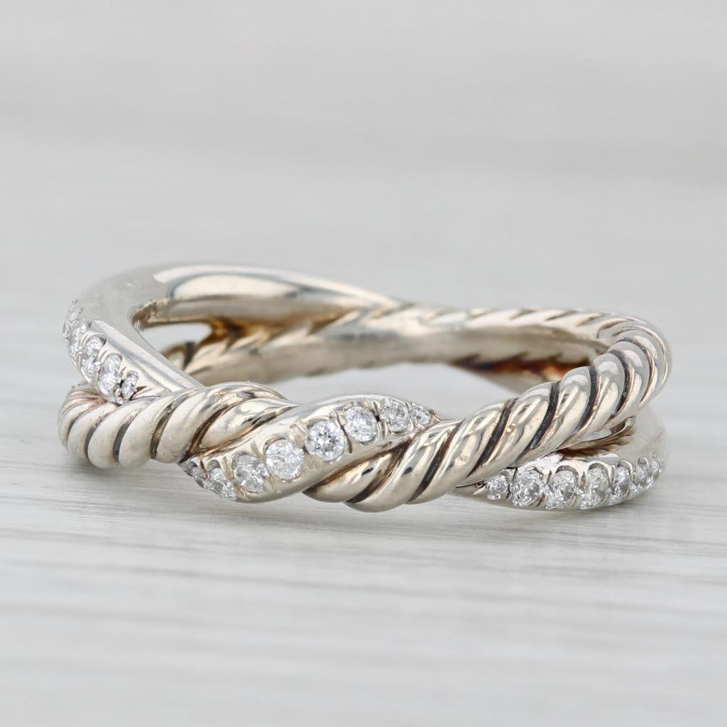 0,26ctw Diamond David Yurman Kontinuität Ring Sterling Silber gewebt Bands Größe 7 im Angebot 1