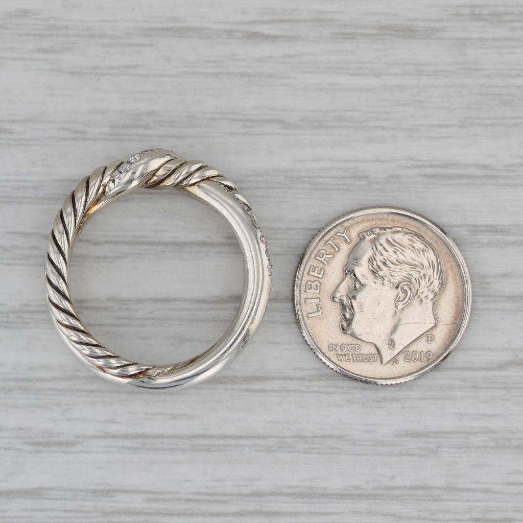 0,26ctw Diamond David Yurman Kontinuität Ring Sterling Silber gewebt Bands Größe 7 im Angebot 2