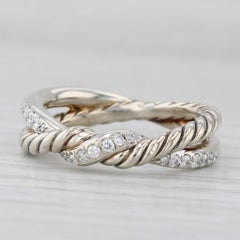 0,26ctw Diamond David Yurman Kontinuität Ring Sterling Silber gewebt Bands Größe 7