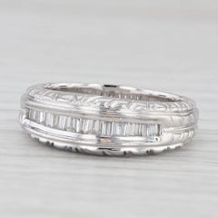 0.26ctw Diamond Ring 900 Platinum Size 6.75 Wedding Band Art Carved