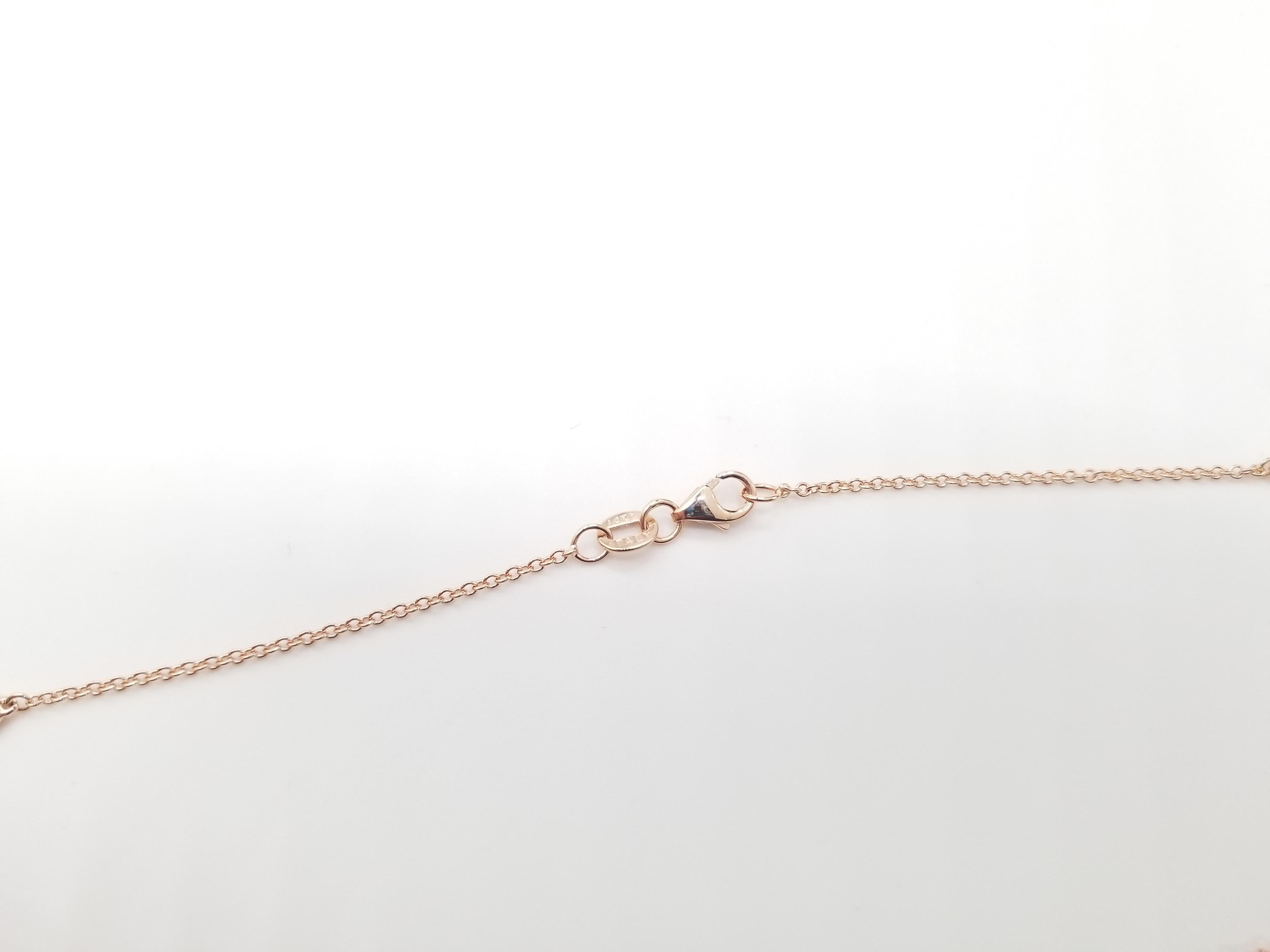 0.45 Carat 9 Station Diamond by The Yard Necklace 14 Karat Rose Gold 18'' In New Condition In Great Neck, NY