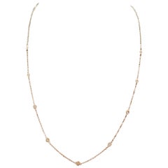 0.45 Carat 9 Station Diamond by The Yard Necklace 14 Karat Rose Gold 18''