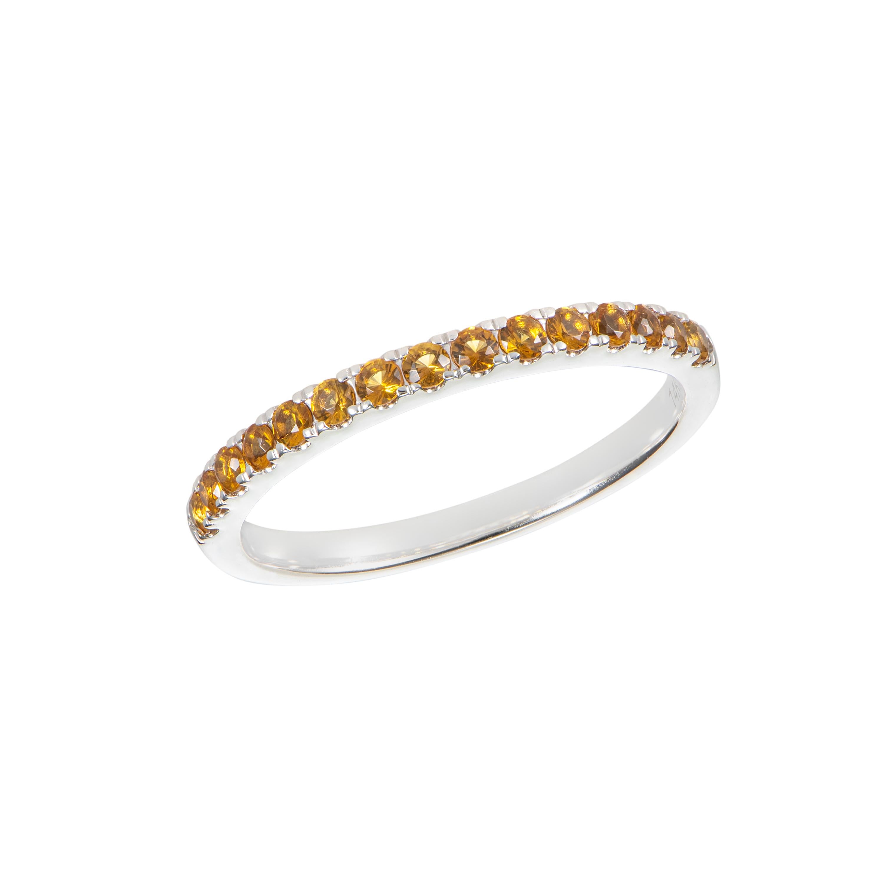 Round Cut 0.27 Carat Citrine Eternity Ring in 14Karat White Gold. For Sale