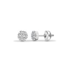 0.27 Carat Daisy Cluster Round Brilliant 18 KT White Gold Stud Diamond Earrings