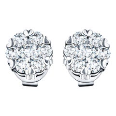 0.27 Carat Daisy Cluster Round Brilliant 18 KT White Gold Stud Diamond Earrings
