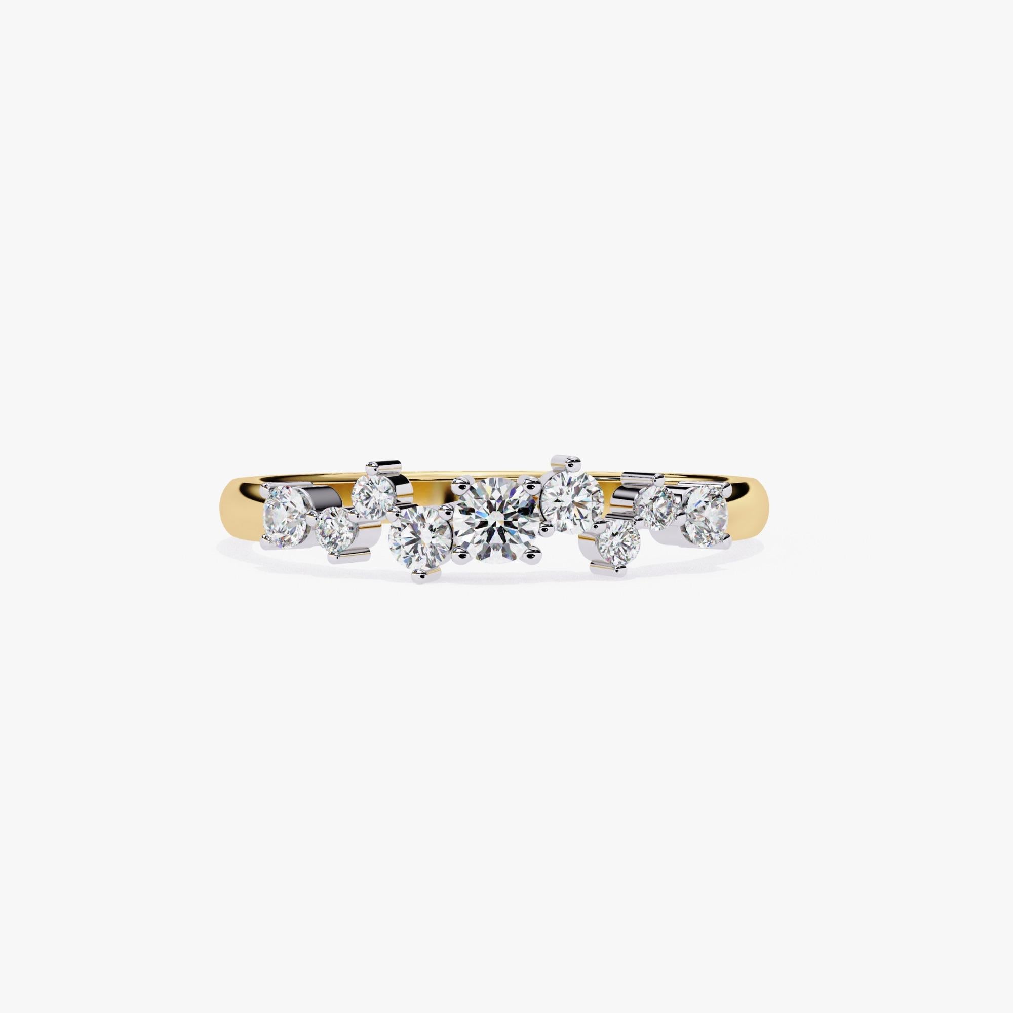 Brilliant Cut 0.27 carat Diamond, 14K Gold Star, Constellation Ring For Sale