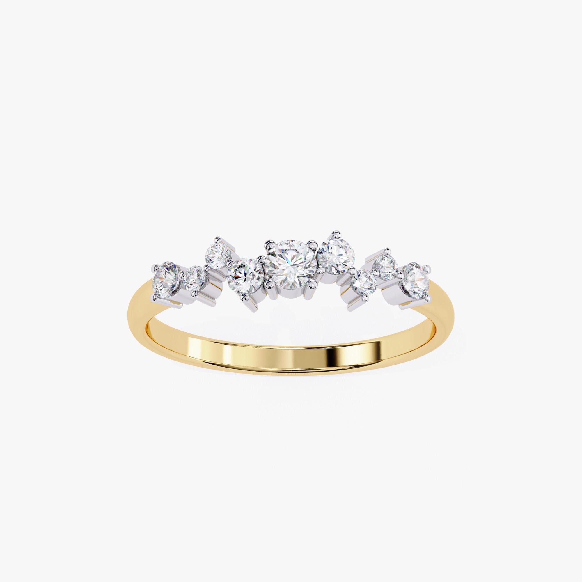 Women's or Men's 0.27 carat Diamond, 14K Gold Star, Constellation Ring For Sale