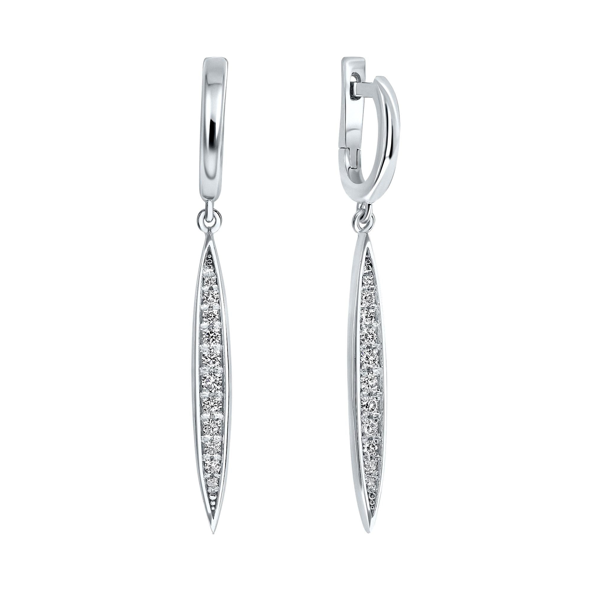 0.27 Carat Diamond Dangle Earrings in 14k White Gold, Shlomit Rogel For Sale