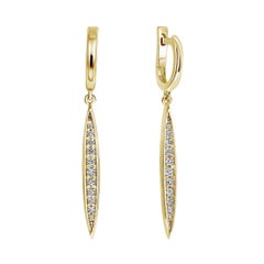0.27 Carat Diamond Dangle Earrings in 14k Yellow Gold, Shlomit Rogel