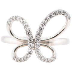 0.27 Carat Natural Diamond Butterfly Ring Set in Platinum
