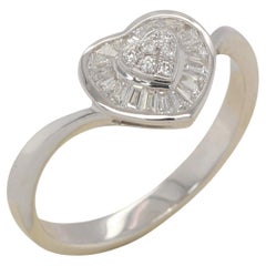 Used 0.27 Carat Diamond Heart Shape Ring in 18 Karat Gold