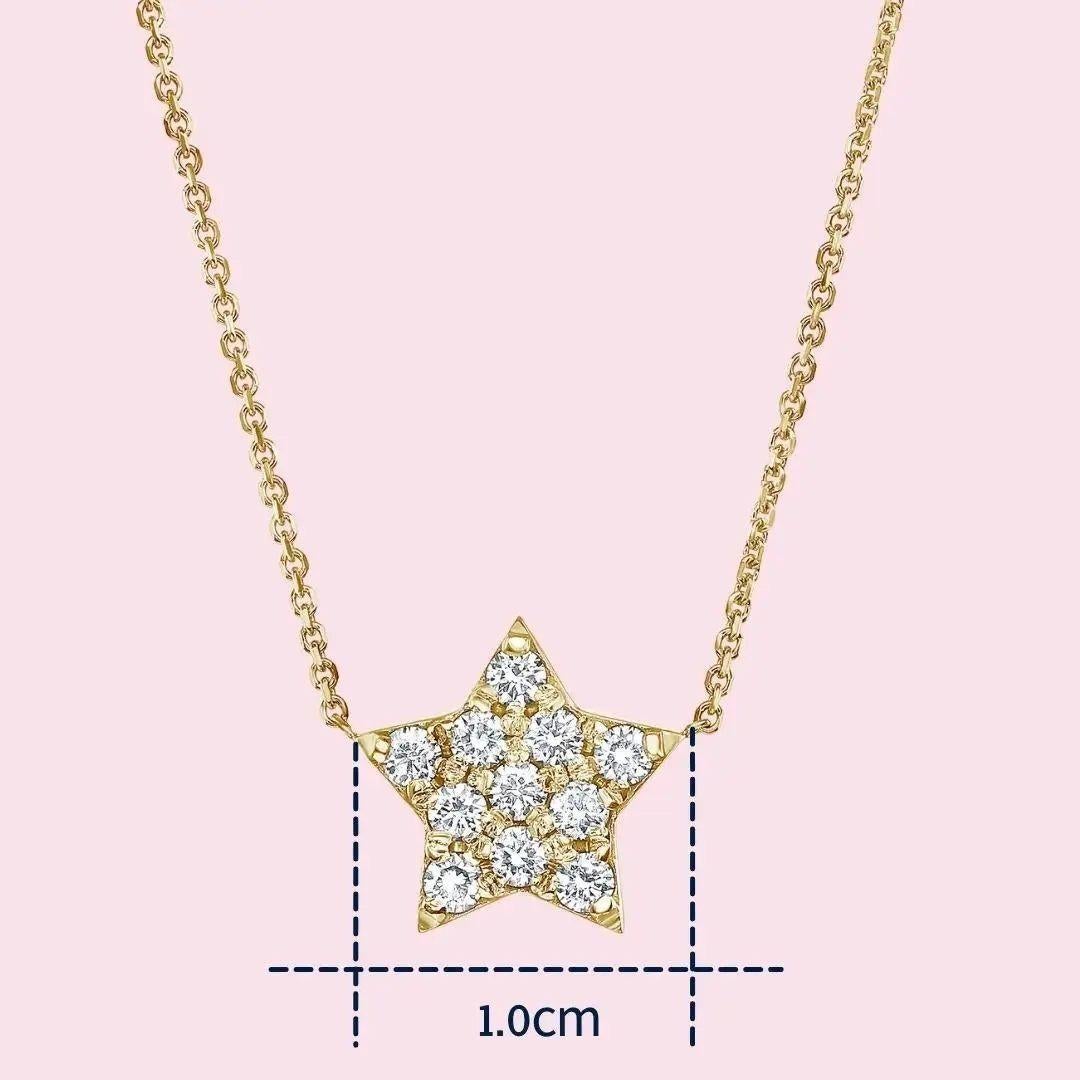 Women's 0.27 Carat Diamond Large Star Pendant Necklace in 14K Yellow Gold, Shlomit Rogel For Sale