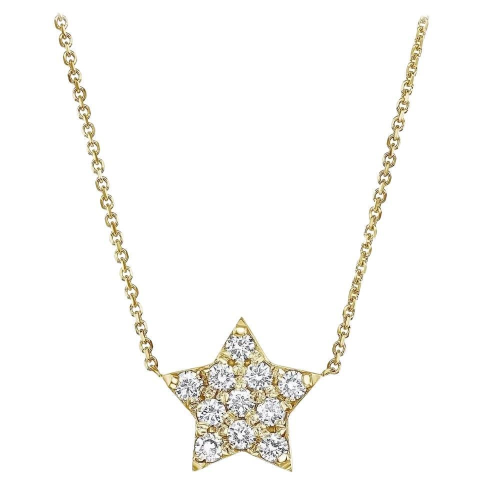 0.27 Carat Diamond Large Star Pendant Necklace in 14K Yellow Gold, Shlomit Rogel For Sale