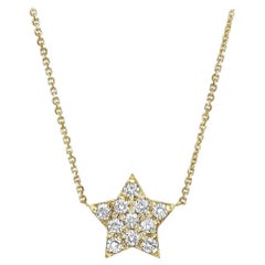 0.27 Carat Diamond Large Star Pendant Necklace in 14K Yellow Gold, Shlomit Rogel