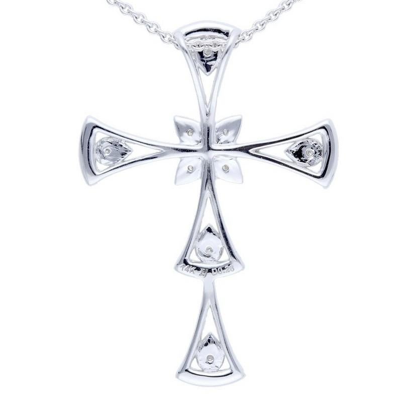     Diamond Carat Weight: This stunning cross pendant features a total of 0.27 carats of diamonds. The design showcases 35 carefully selected round-cut diamonds, creating a brilliant and meaningful piece.

    Gold Type: Meticulously crafted in 14K