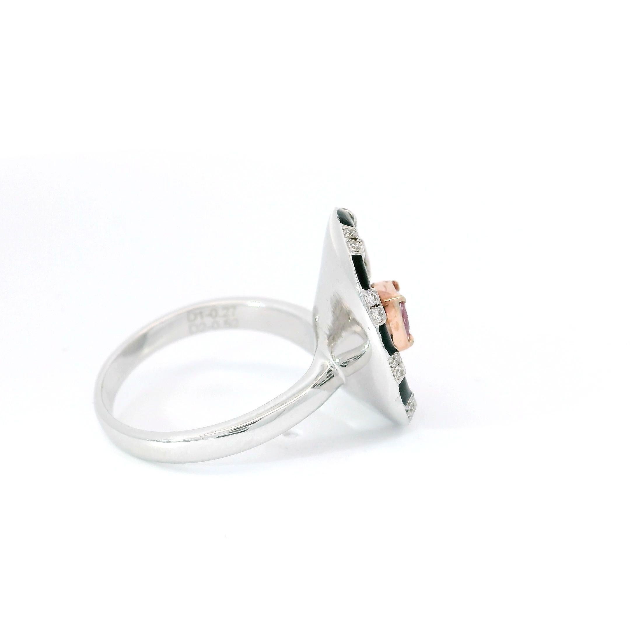  0.27 Karat Rosa Diamantring mit hellrosa Kissenschliff VS2 Reinheit GIA zertifiziert für Damen oder Herren im Angebot