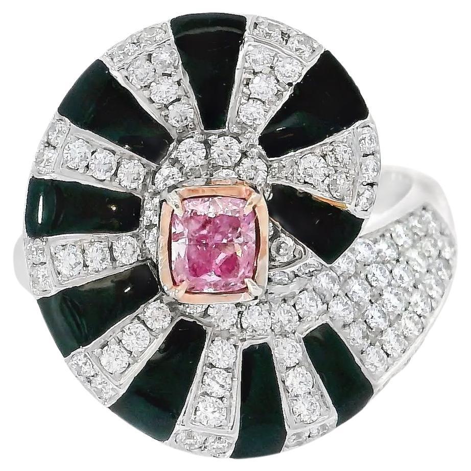  0.27 Karat Rosa Diamantring mit hellrosa Kissenschliff VS2 Reinheit GIA zertifiziert im Angebot