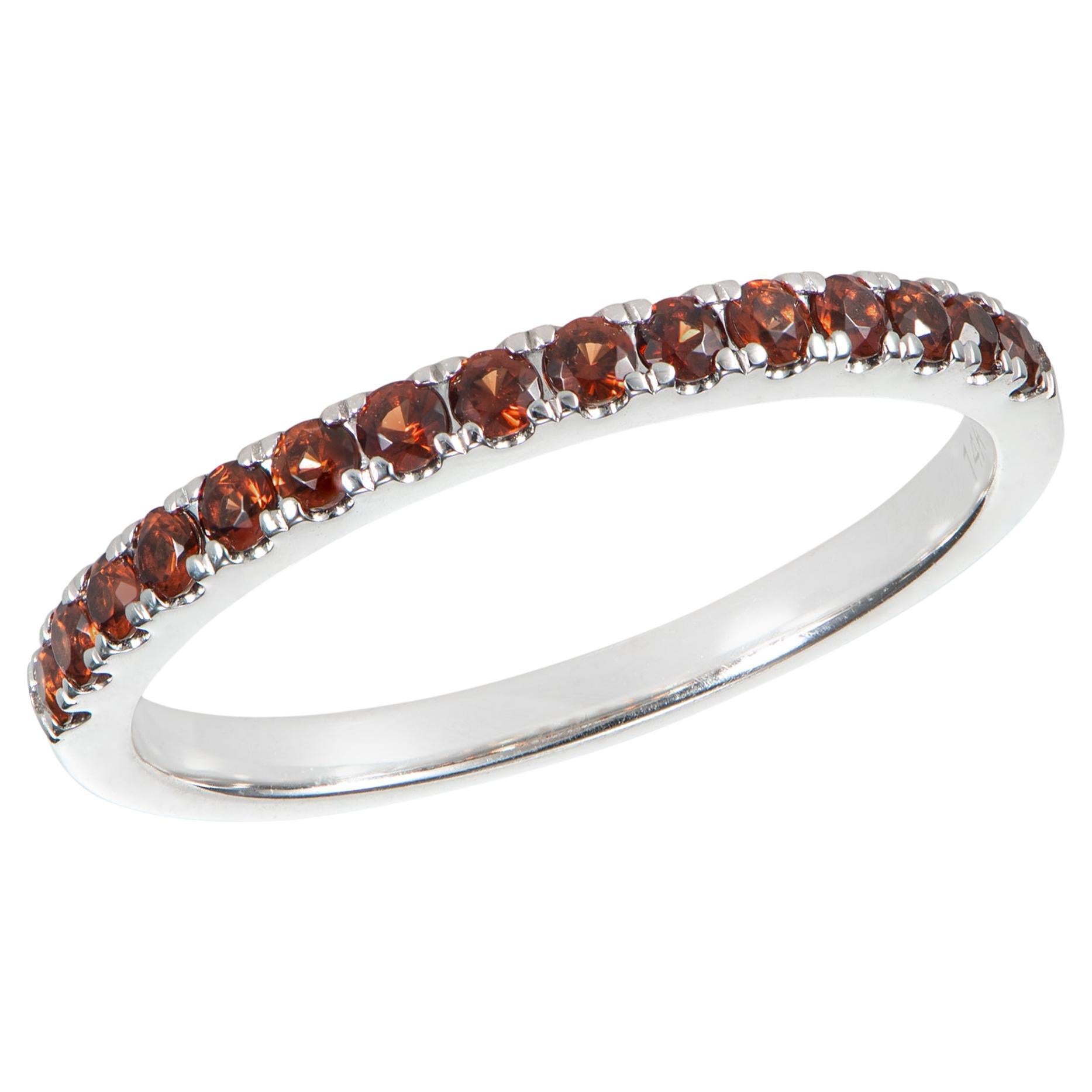 0.27 Carat Garnet Eternity Ring in 14 Karat White Gold. For Sale