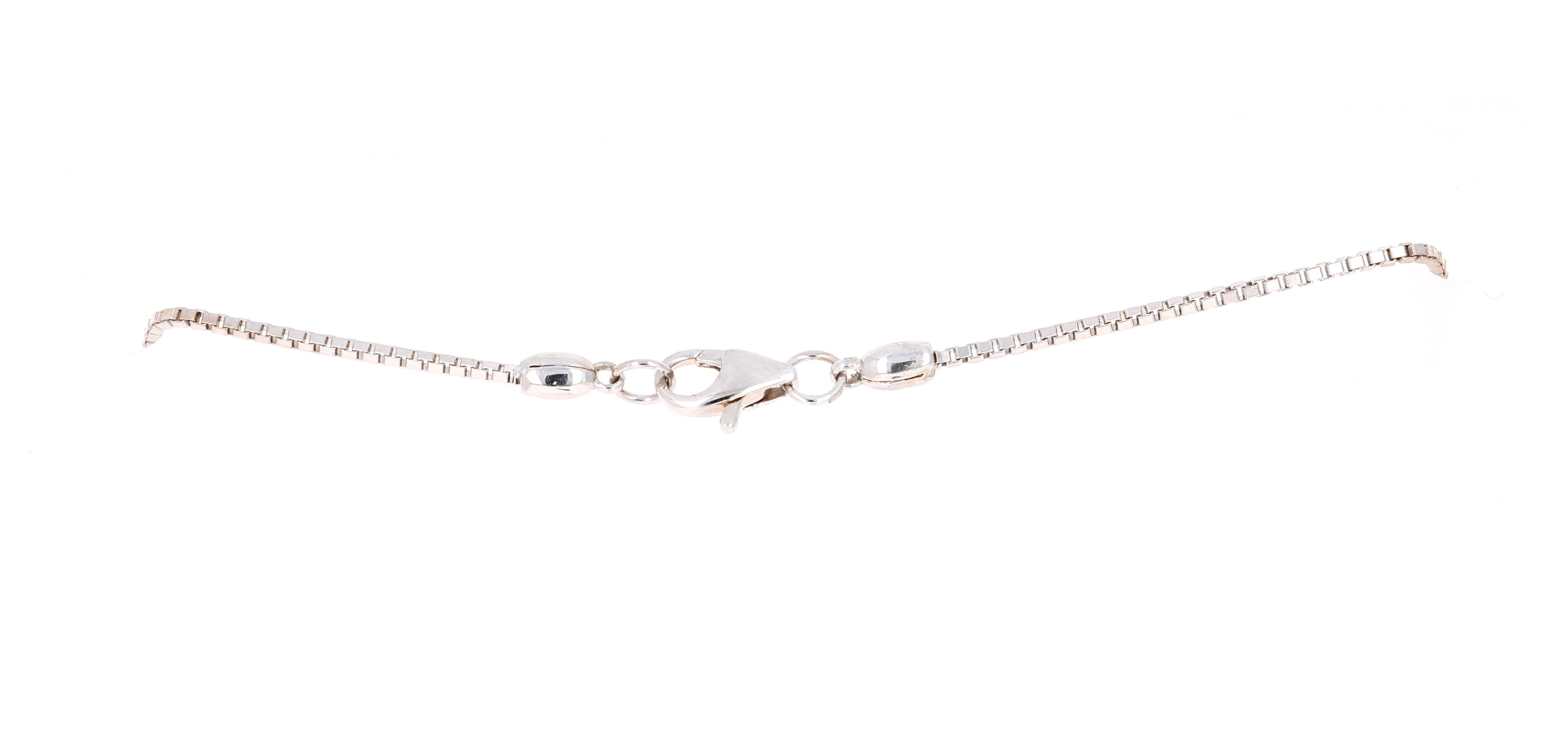 Modern 0.27 Carat Heart Round Cut Chain Necklace 14 Karat White Gold For Sale