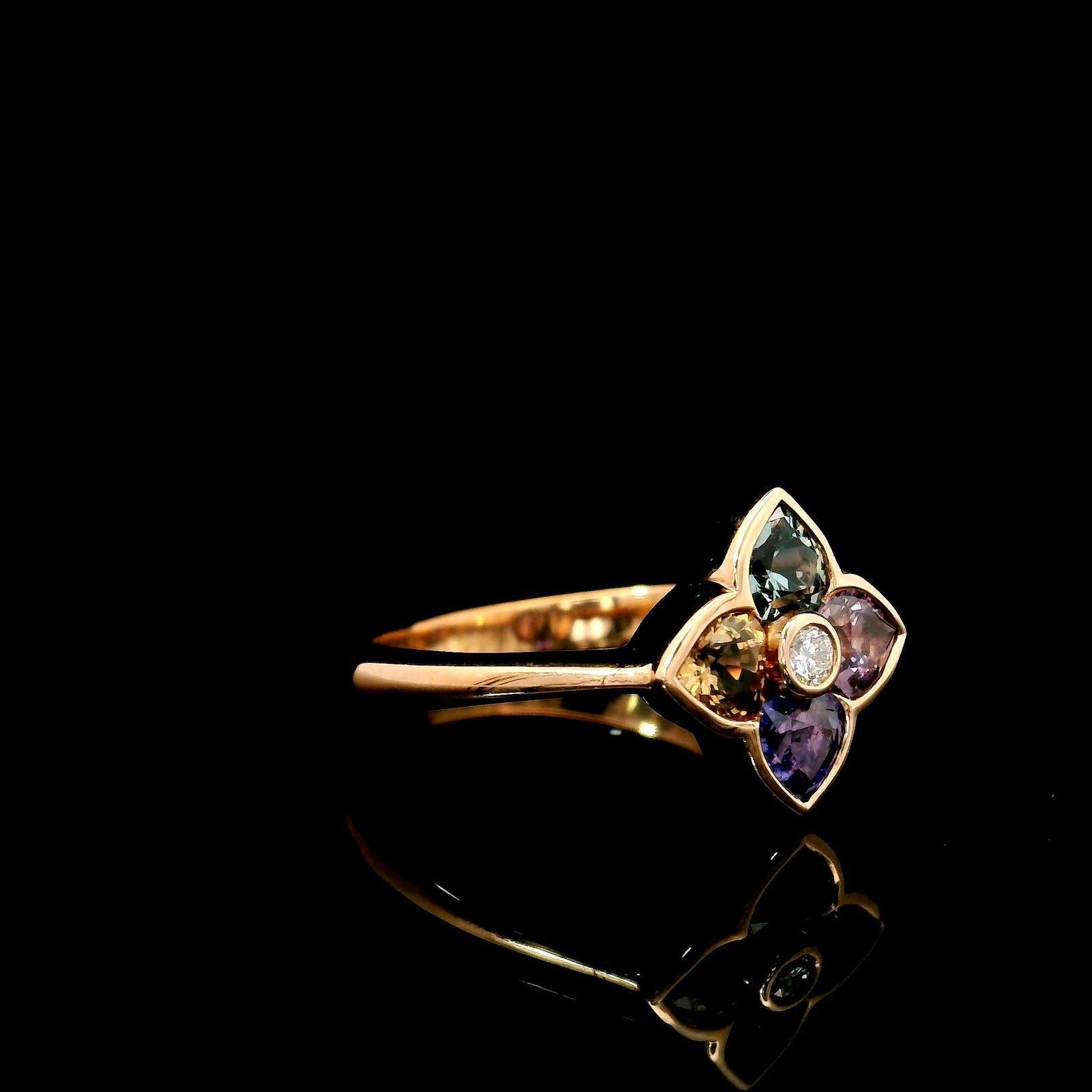 Round Cut 0.27 Carat Multi Colour Sapphire Srilanka Ring For Sale