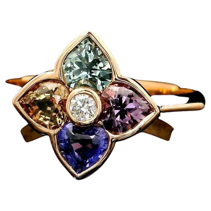 0.27 Carat Multi Colour Sapphire Srilanka Ring For Sale