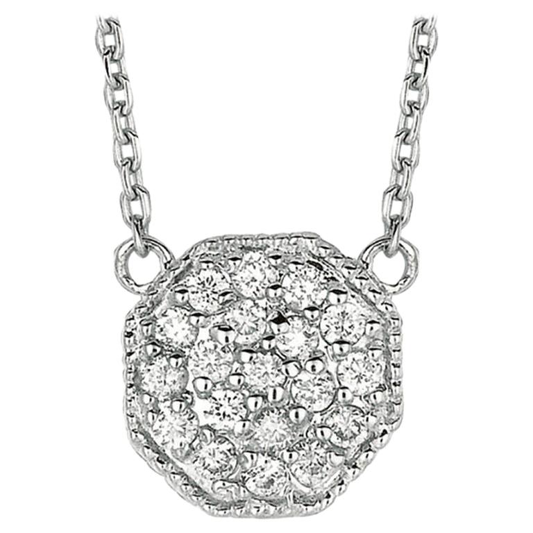 0.27 Carat Natural Diamond Octagonal Shape Necklace 14 Karat White Gold For Sale