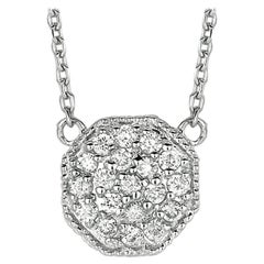 0.27 Carat Natural Diamond Octagonal Shape Necklace 14 Karat White Gold