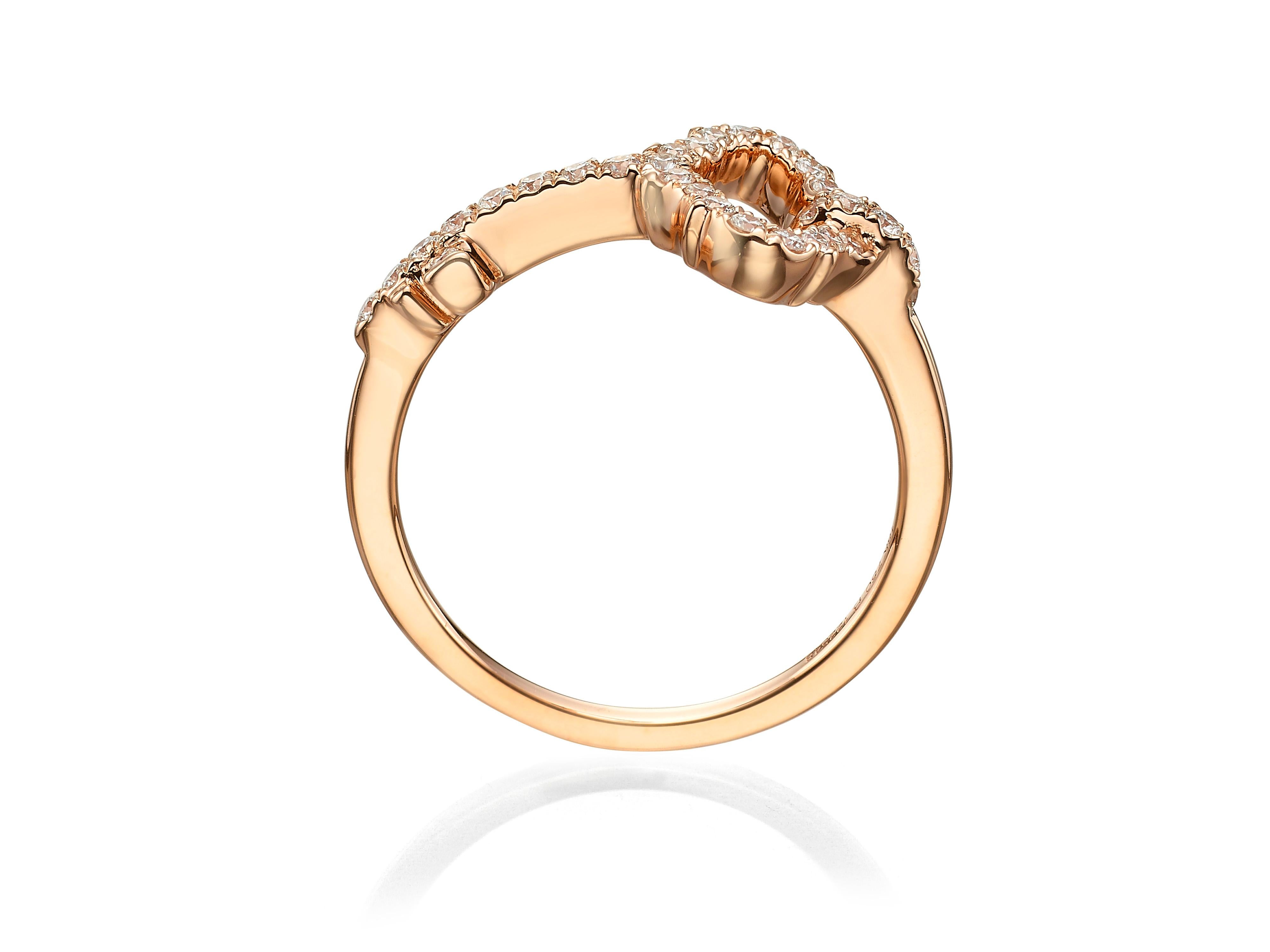 Contemporary 0.27 Carat Pavé Diamond 18 Karat Rose Gold Key Stackable Ring