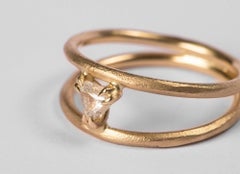 0.27 Carat Rough White Triangle Diamond Double Gold Ring