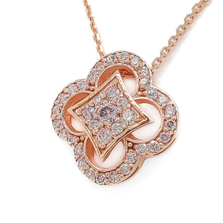 0.27 Carat Round Brilliant Pink Diamond Pendant Necklaces 14k Rose Gold For  Sale at 1stDibs