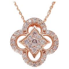 0.27 Carat Round Brilliant Pink Diamond Pendant Necklaces 14k Rose Gold