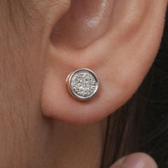 0.27 Ct Diamond Round Bezel Cluster Studs — 14K Gold Solitaire Illusion Earrings