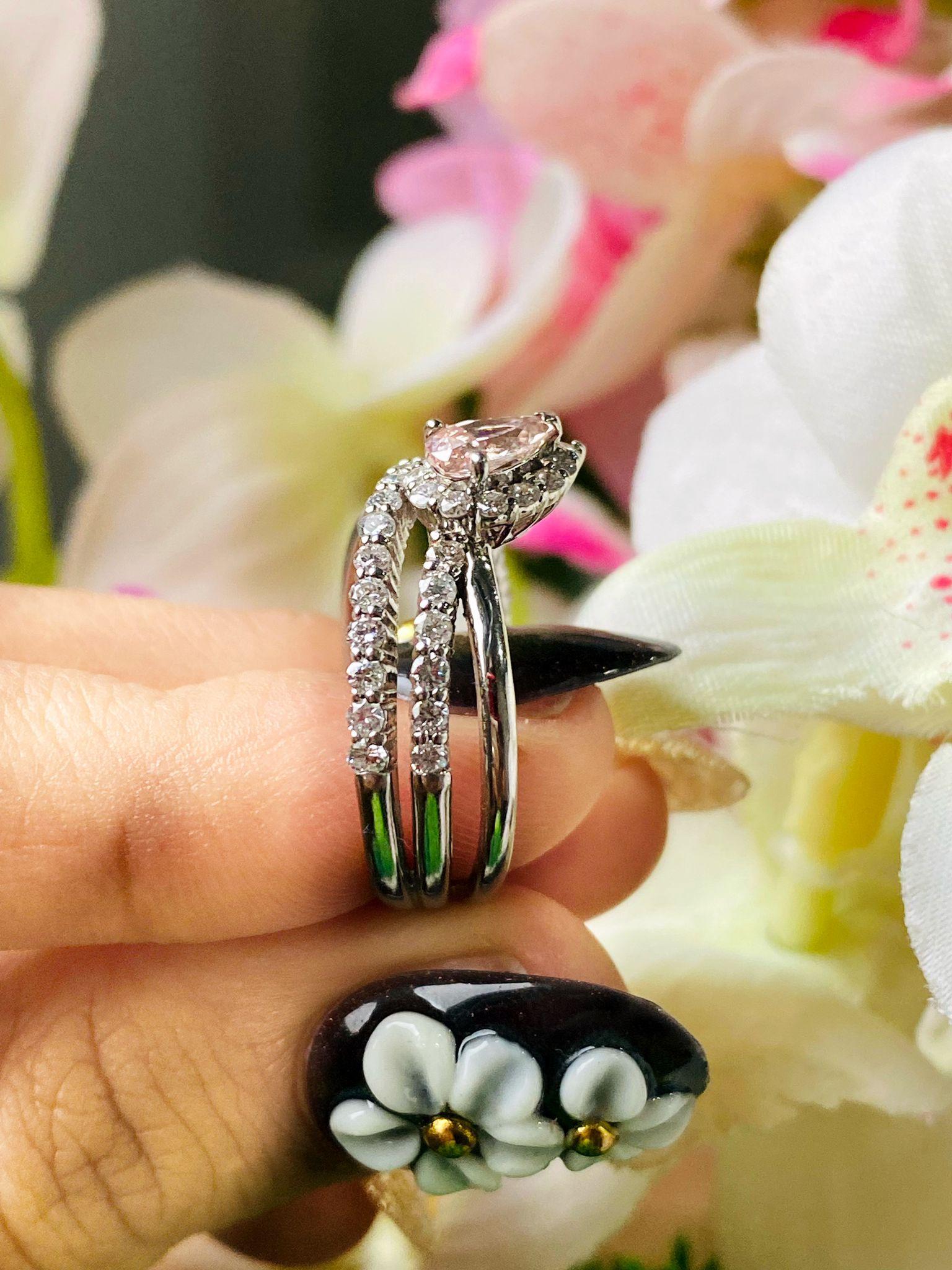 0.272 Carat Very Light Pink SI1 Clarity Diamond Ring For Sale 1