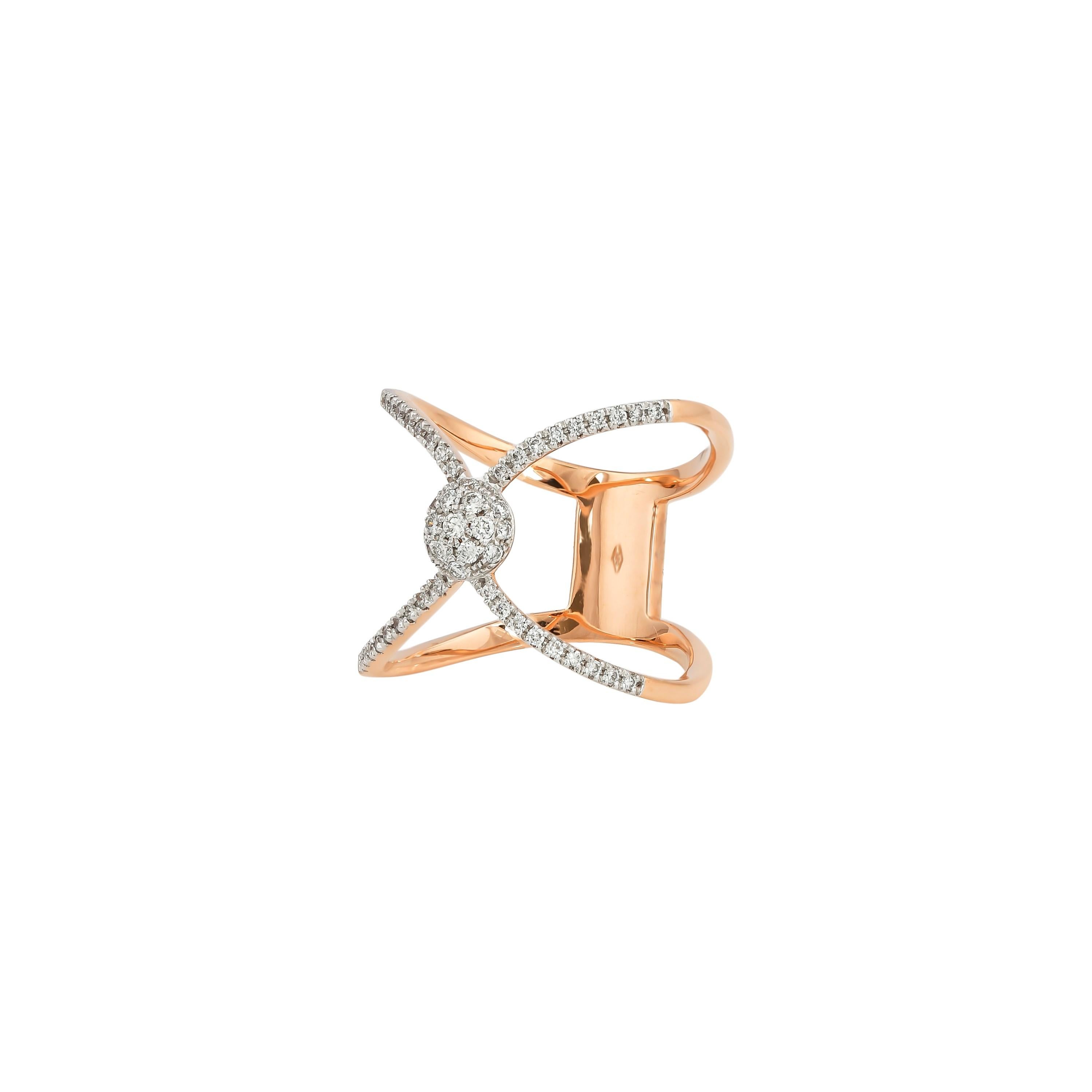 Contemporary 0.279 Carat Diamond Ring in 18 Karat Rose Gold For Sale